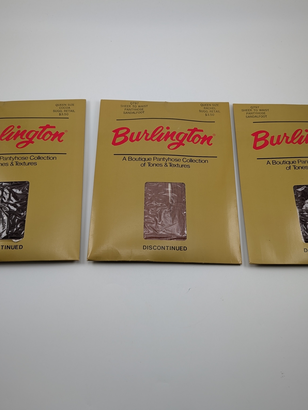 3 Vintage Burlington Discontinued Sheer Pantyhose NOS - Queen Size See Desc